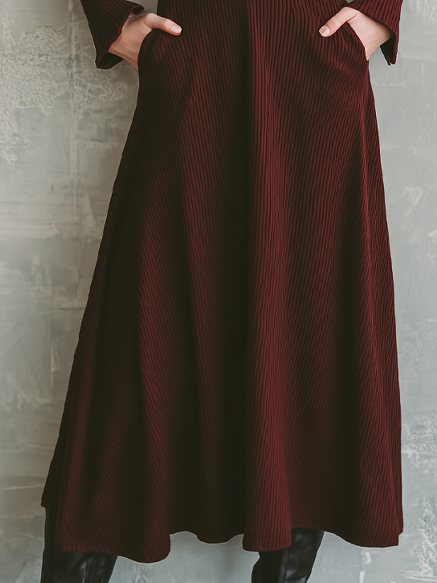 Vintage Metal Button Knitted Midi Dress