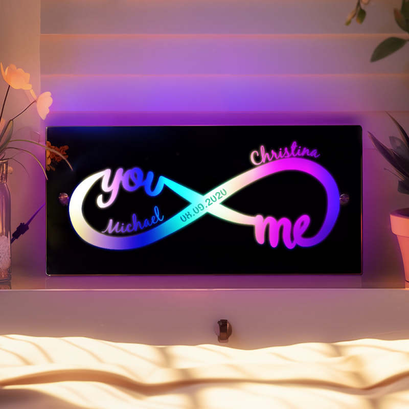 💖Personalized Name Mirror Light Infinity Love Gift for Couple