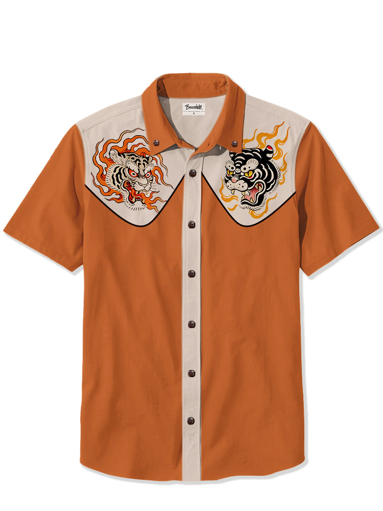 Retro tattoo Tiger - 100% Cotton Shirt