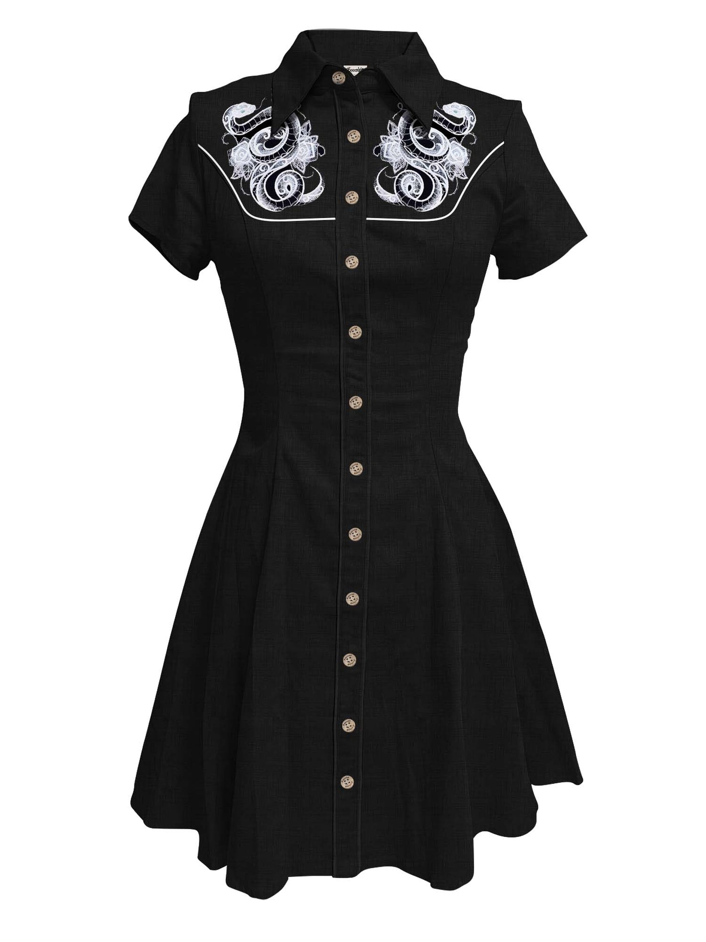 [Embroidery]Rose Snake - 100% Cotton Dress