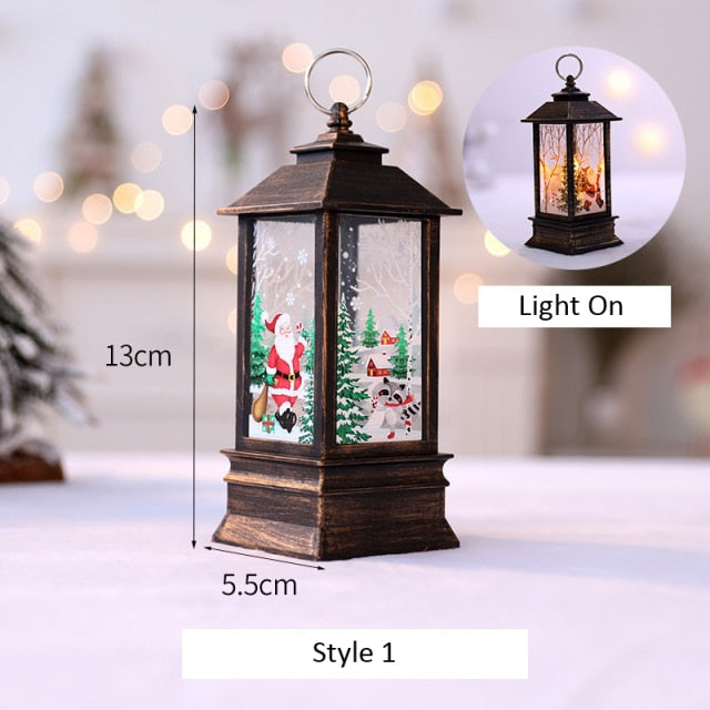 Santa Claus Snowman Lantern Light Merry Christmas Decor For Home Christmas Tree Ornament Xmas Gifts Navidad 2021 New Year 2022