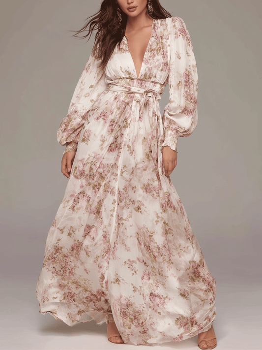 Elegant And Romantic Bohemian Floral Maxi Dress