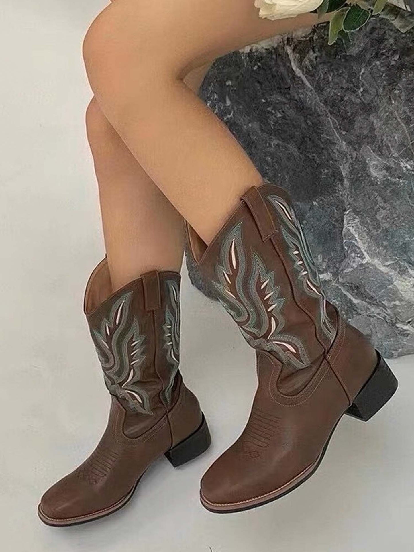 Vintage Embroidered Cowboy Boots