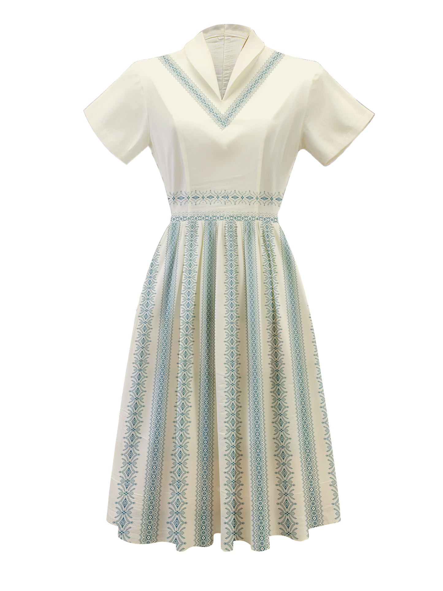 Striped Floral - 100% Cotton Vintage Dress
