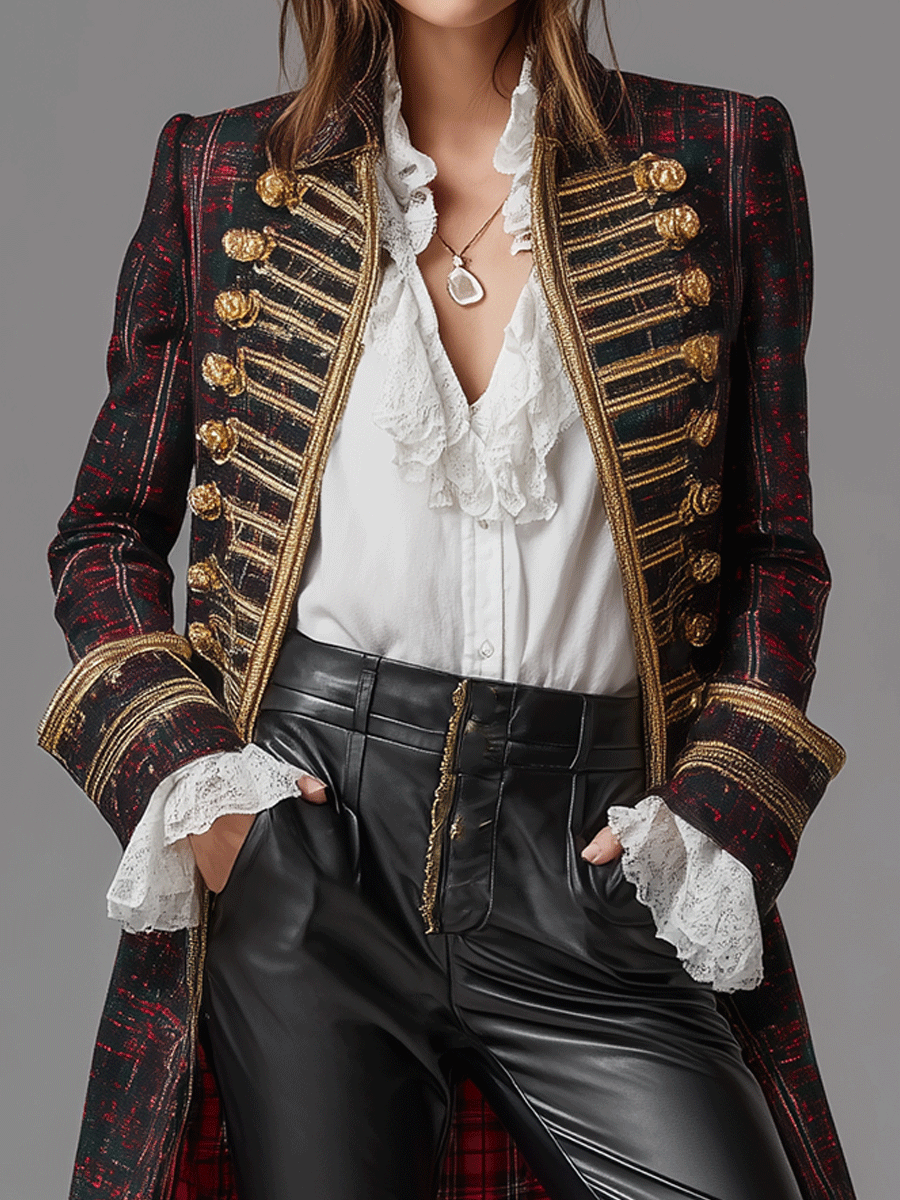 Vintage Baroque British Officer Style Gold Trim Coat