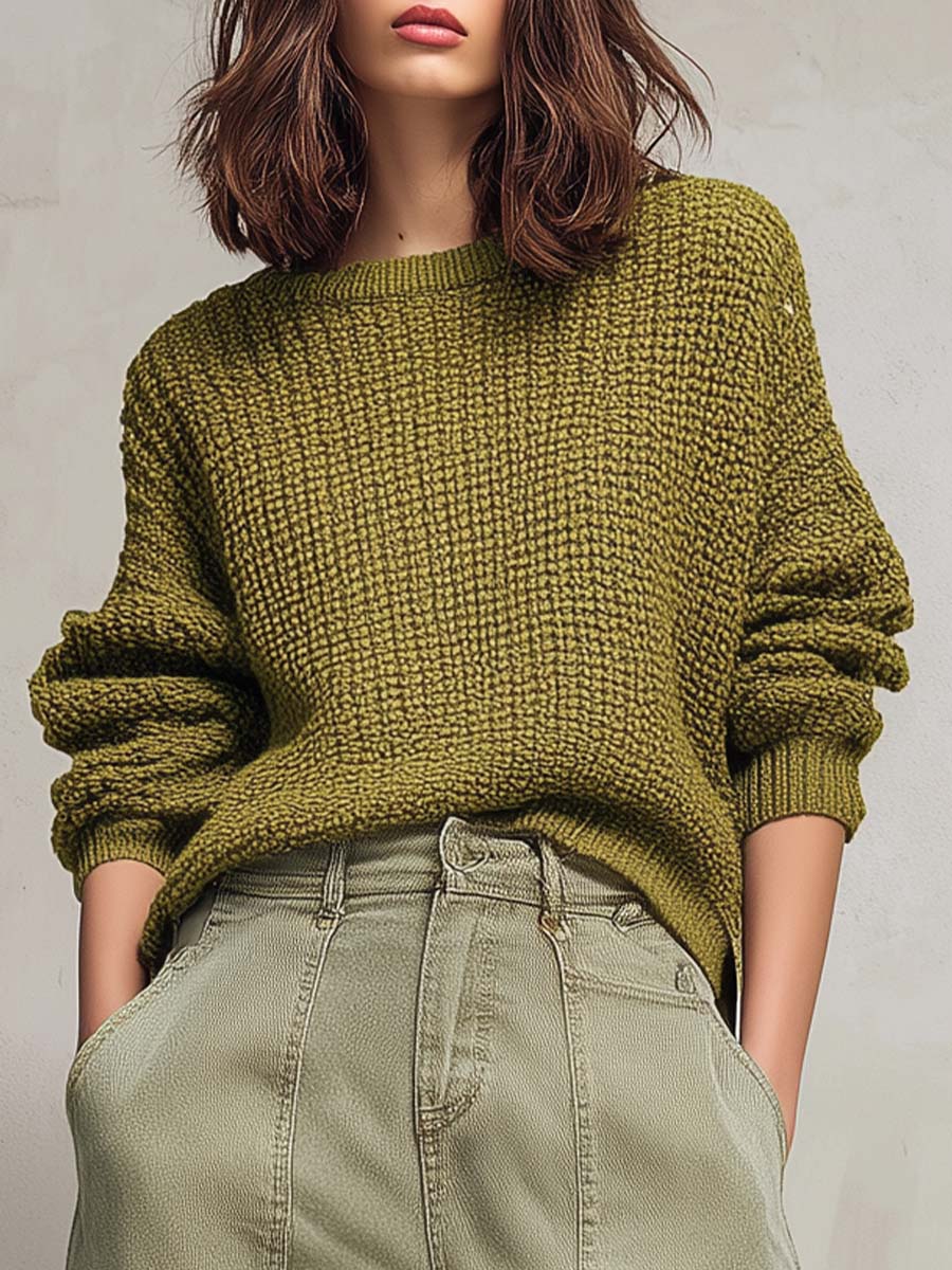 Chunky Knit Olive Green Sweater
