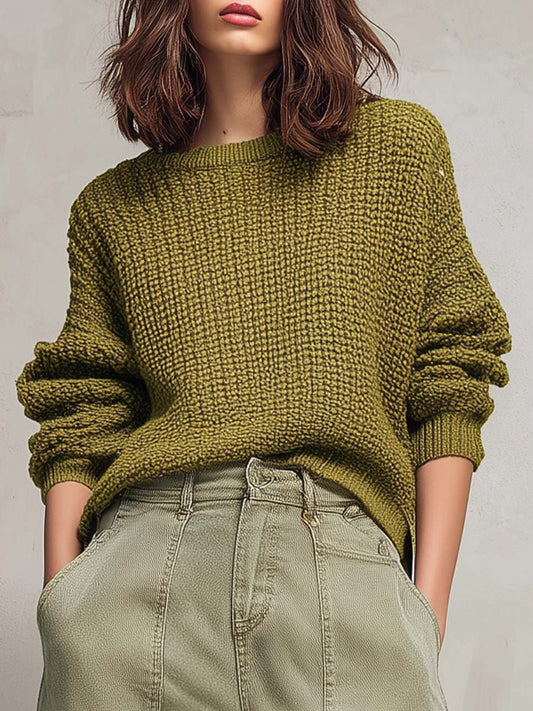 Chunky Knit Olive Green Sweater