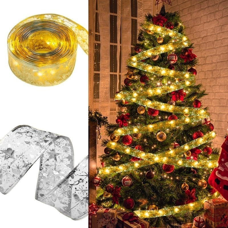 2022 🎀Ribbon led lights 🌲Christmas tree decoration ribbon 🌲(always on) Holiday/Christmas decorations 💡