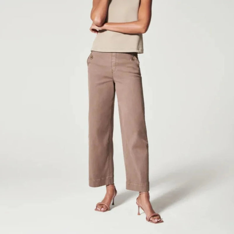 Stretch Twill Cropped Wide Leg Pant