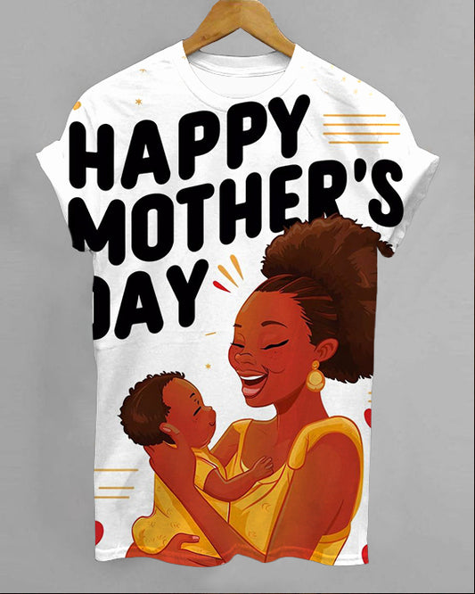 Happy Mother's Day Crew Neck Short Sleeve T-shirt