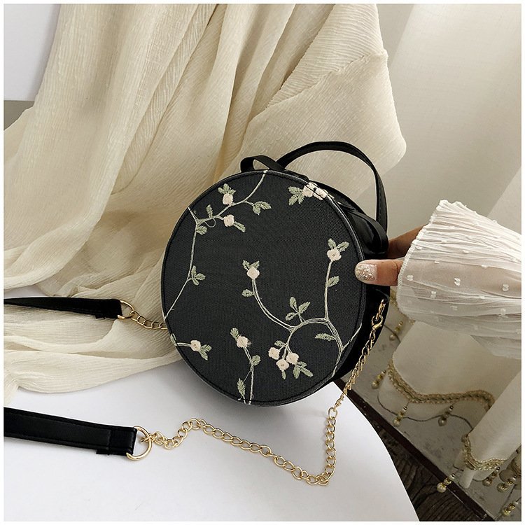 Hot Sale Sweet Lace Round Handbags PU Leather Women Crossbody Bags