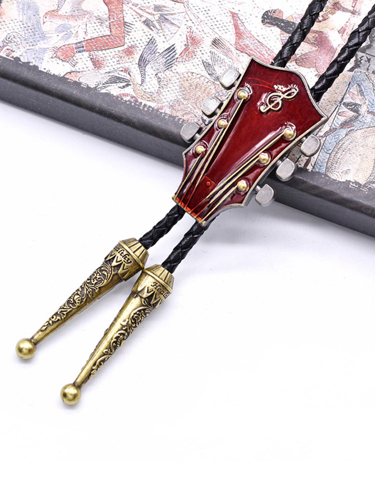 Guitar Instrument Genuine Leather Polo Bow Tie