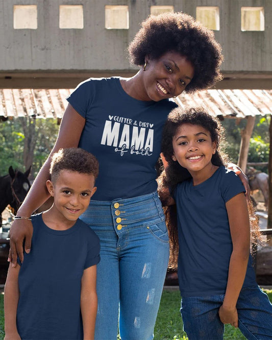 Mother's Day Mama Crew Neck Short Sleeve Cotton T-shirt