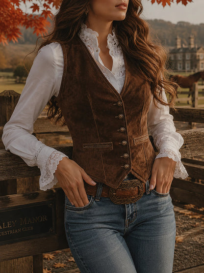Vintage Brown Faux Suede Vest