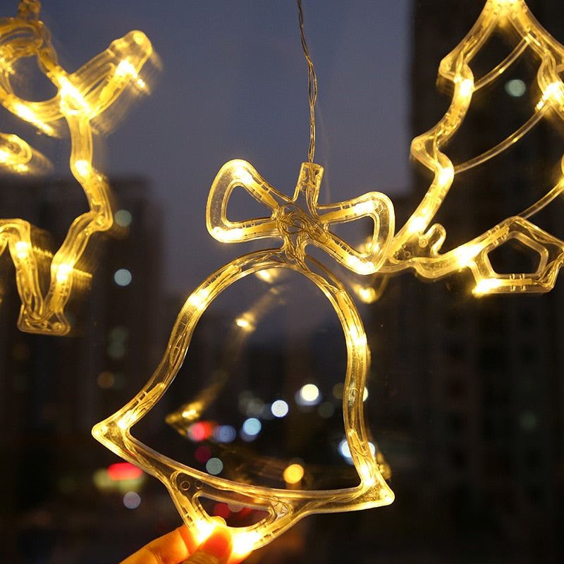 Christmas Ornaments Hanging LED Lights Bedroom Decoration Christmas Decorations Home Window Glass Decoration Warm Battery