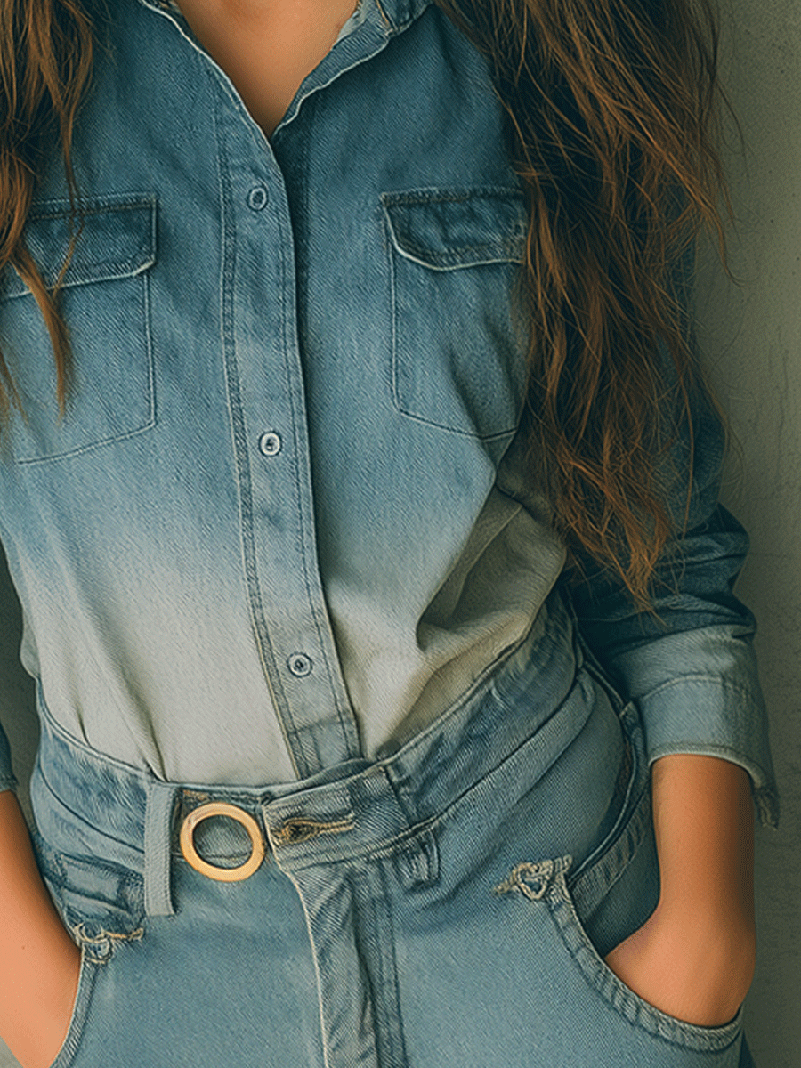 Vintage Washed Blue Denim Shirt