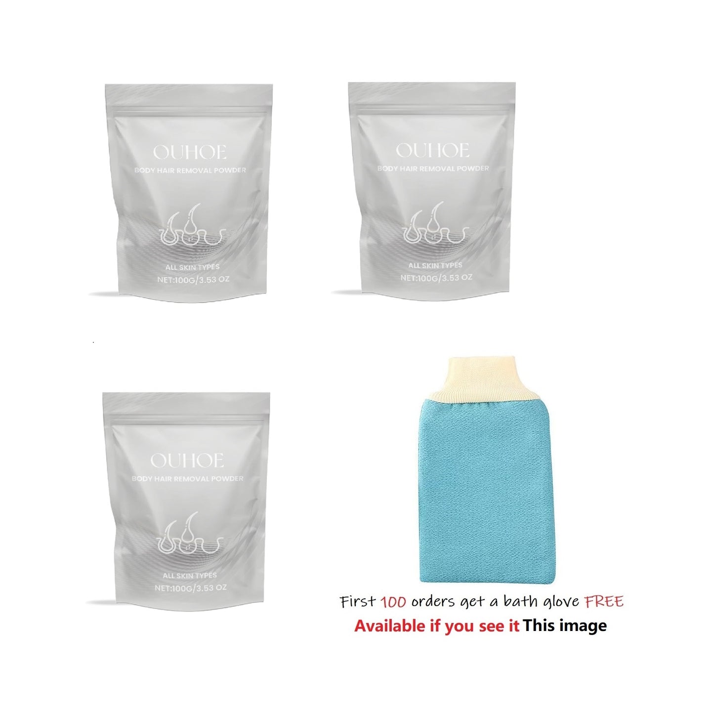 OHOUETM Painless Body Hair Removal Powder(First 100 orders get bath glove FREE)