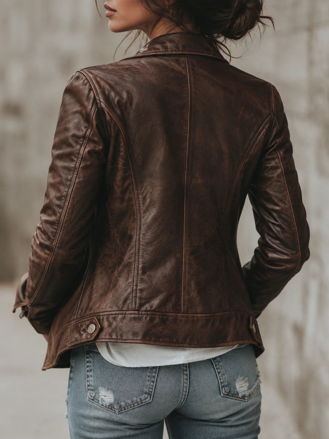 Women's Lapel Vintage Faux Leather Jacket