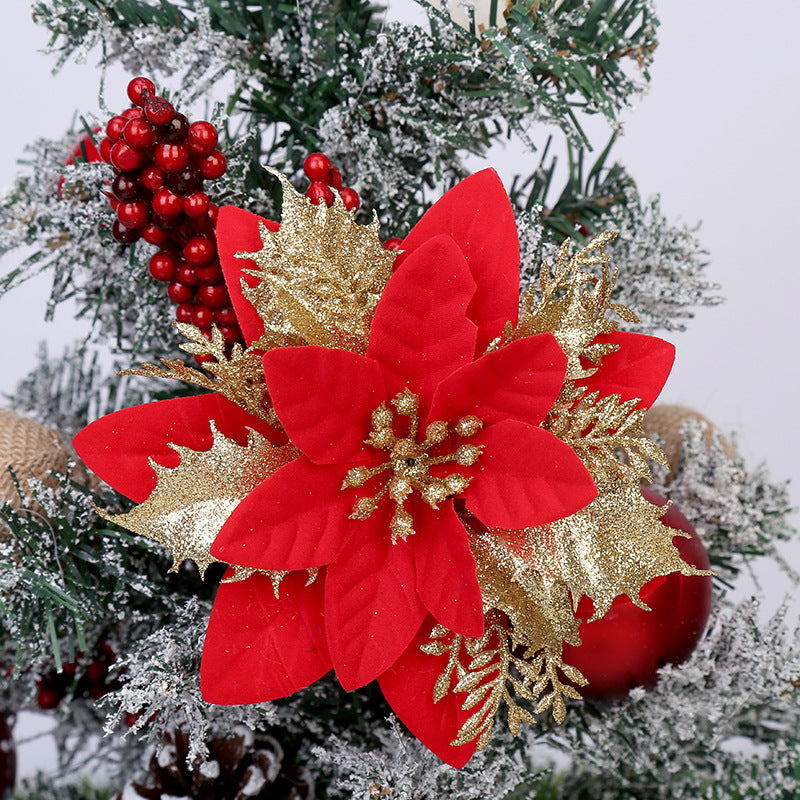 5Pcs Glitter Artifical Christmas Flower Tree Decorations Home