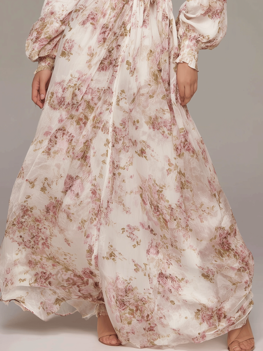 Elegant And Romantic Bohemian Floral Maxi Dress