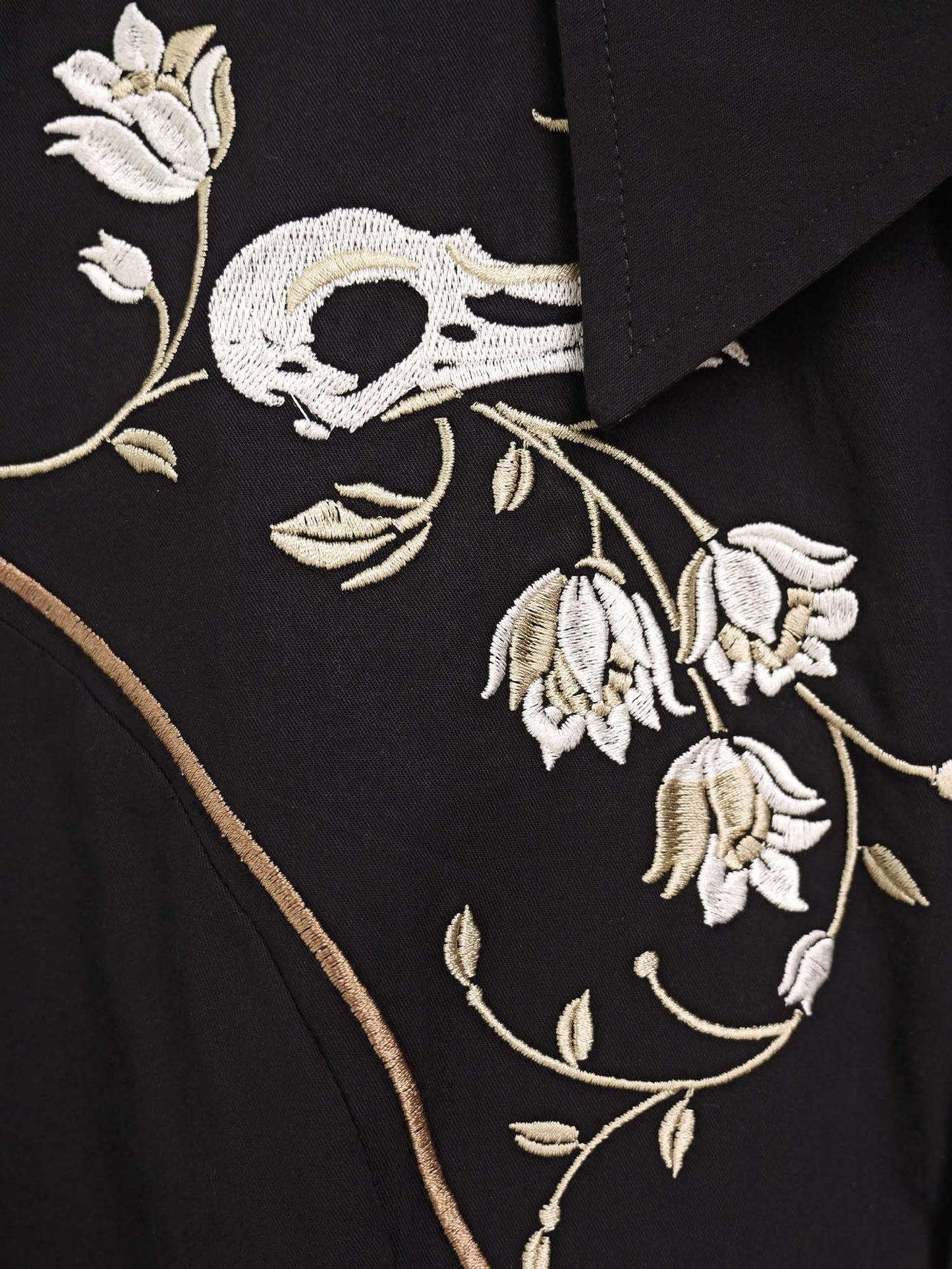 [Embroidery]Skeleton Crow Head And Flower - 100% Cotton Dress
