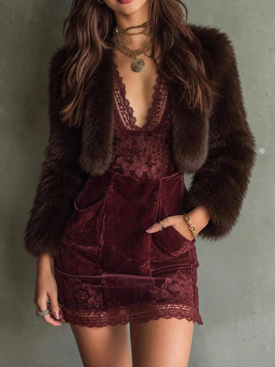Shaggy Fur-Look Cropped Jacket