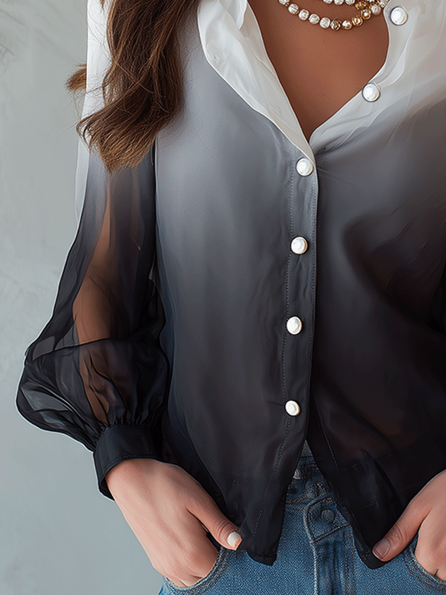 Elegant And Flowing Black And White Gradient Shirt