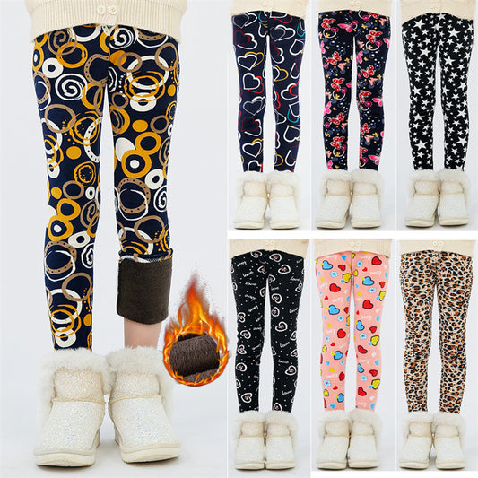 4-13Y Girls Pants Autumn Winter Children Trousers Warm Leggings