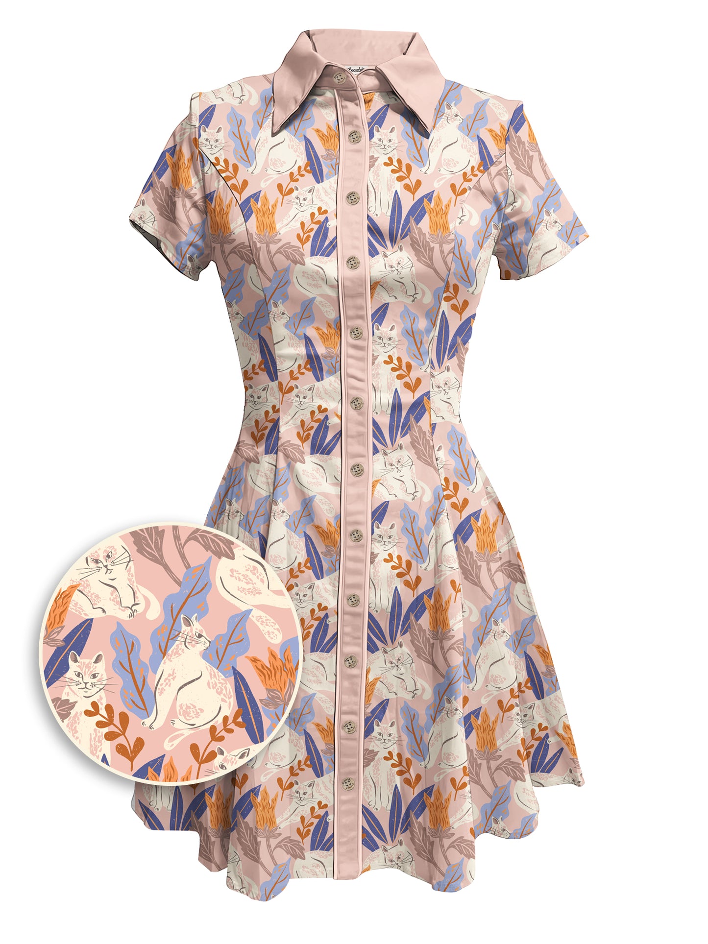 Retro Paws & Petals - 100% Cotton Dress