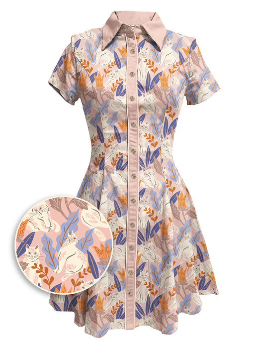 Retro Paws & Petals - 100% Cotton Dress
