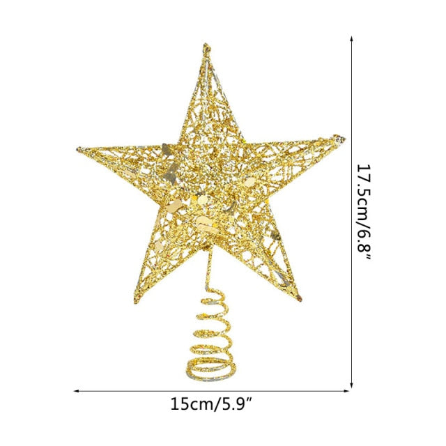 Gold Glitter Christmas Tree Top Iron Star