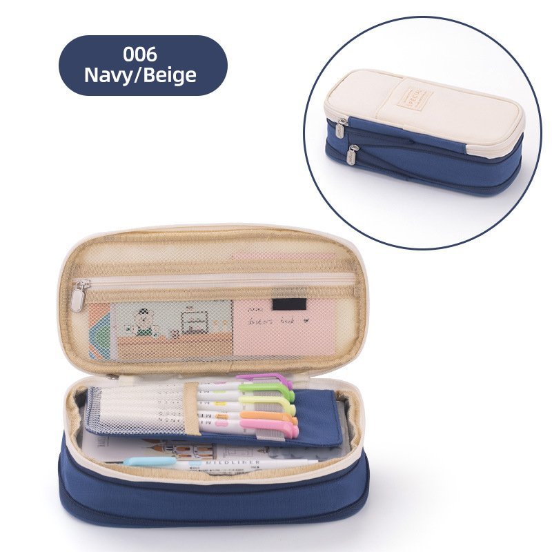 Classic Pocket Pen Pencil Case Fold Canvas Stationery Storage Bag