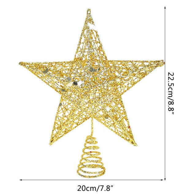 Gold Glitter Christmas Tree Top Iron Star