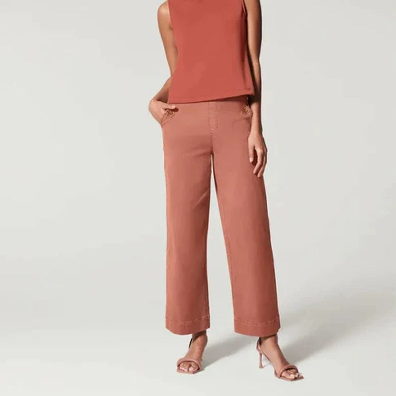 Stretch Twill Cropped Wide Leg Pant