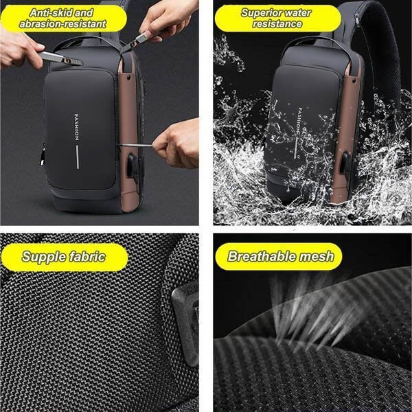 USB Charging Sport Sling  Anti-Theft Shoulder Bag