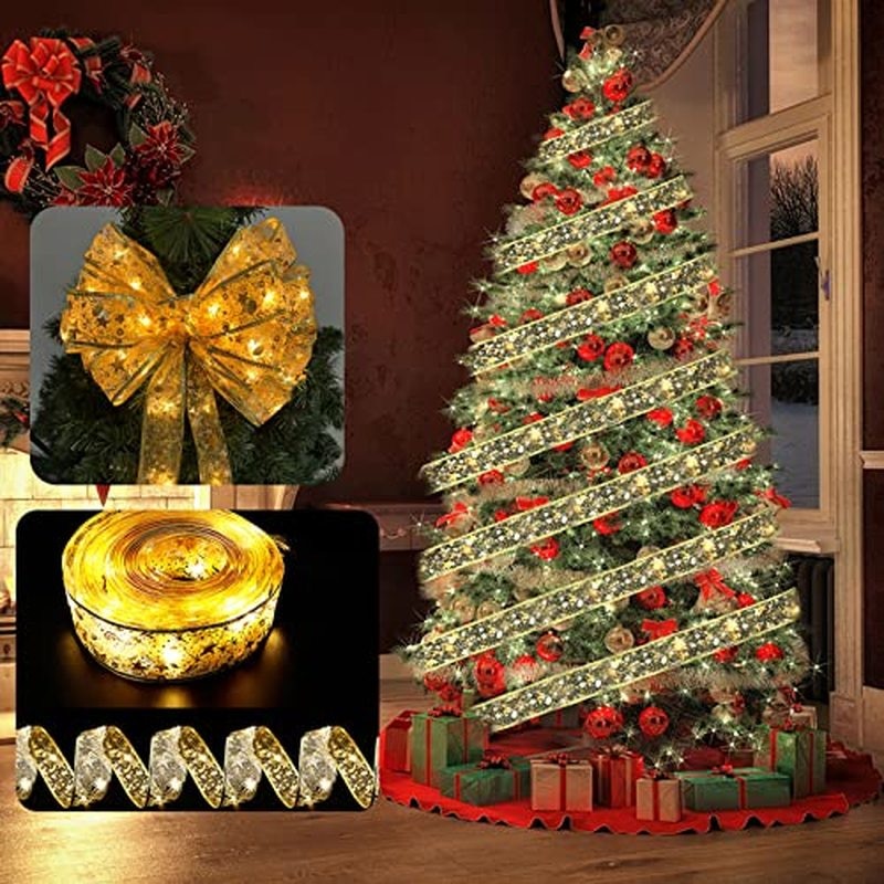 2022 🎀Ribbon led lights 🌲Christmas tree decoration ribbon 🌲(always on) Holiday/Christmas decorations 💡