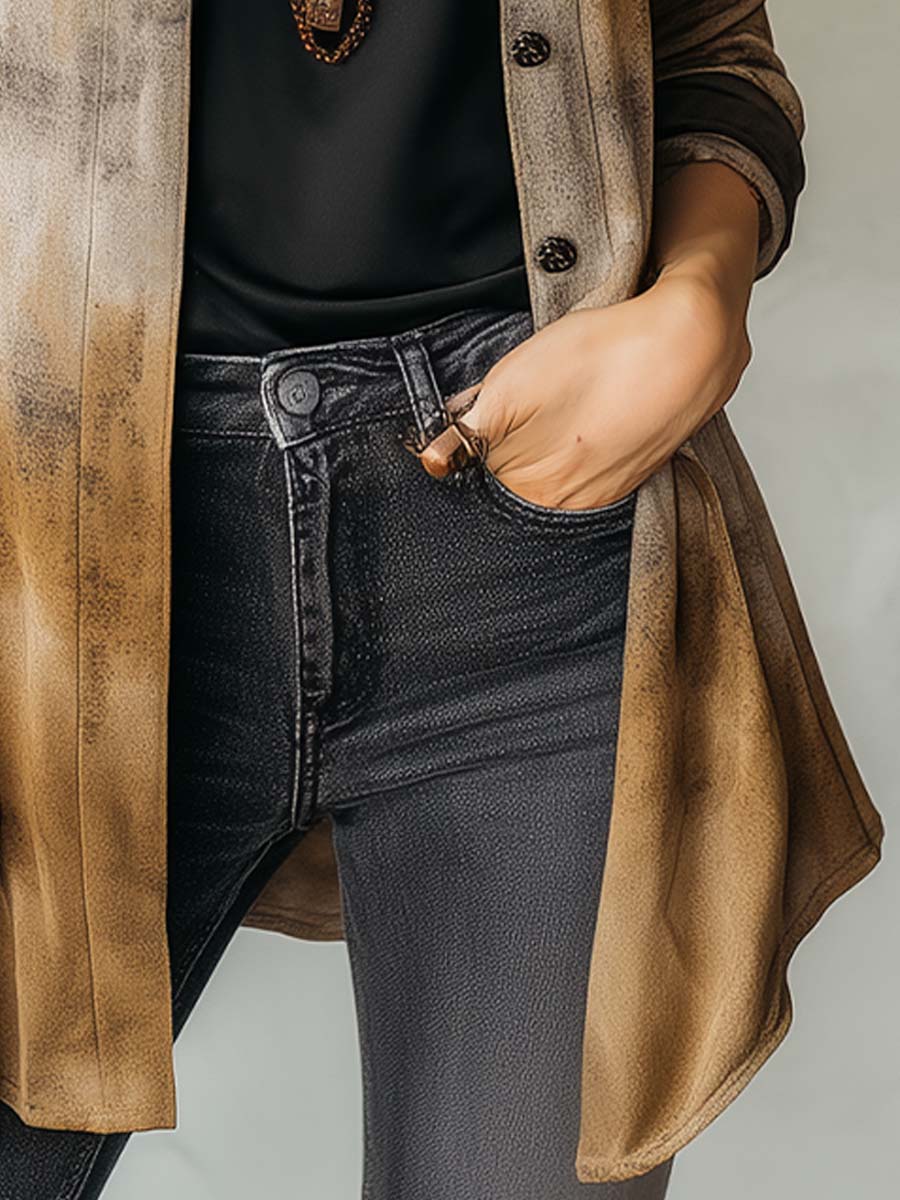 Casual Silhouette Dusty Ombre Dye Soft Long Shirt