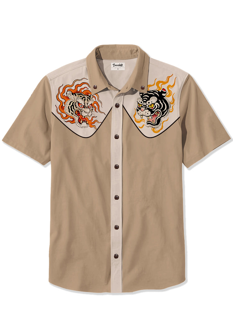 Retro tattoo Tiger - 100% Cotton Shirt