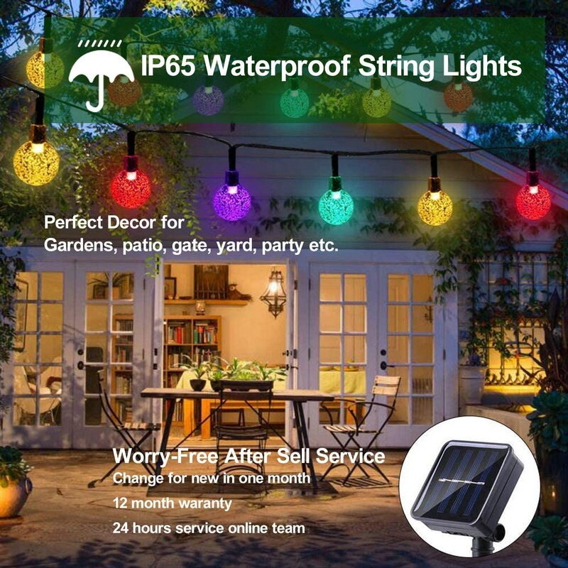 Crystal Balls Solar Lamp Waterproof LED Fairy Lights 8 Modes Outdoor Solar Power Light for Garden Yard Home Party Wedding Decor