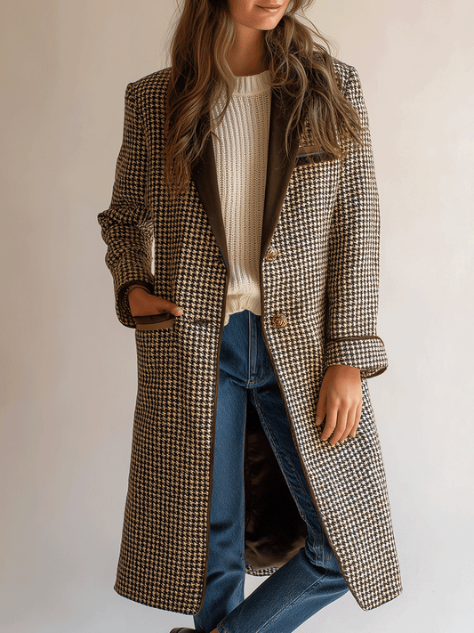 Retro Checked Double-Breasted Wool-Blend Overcoat