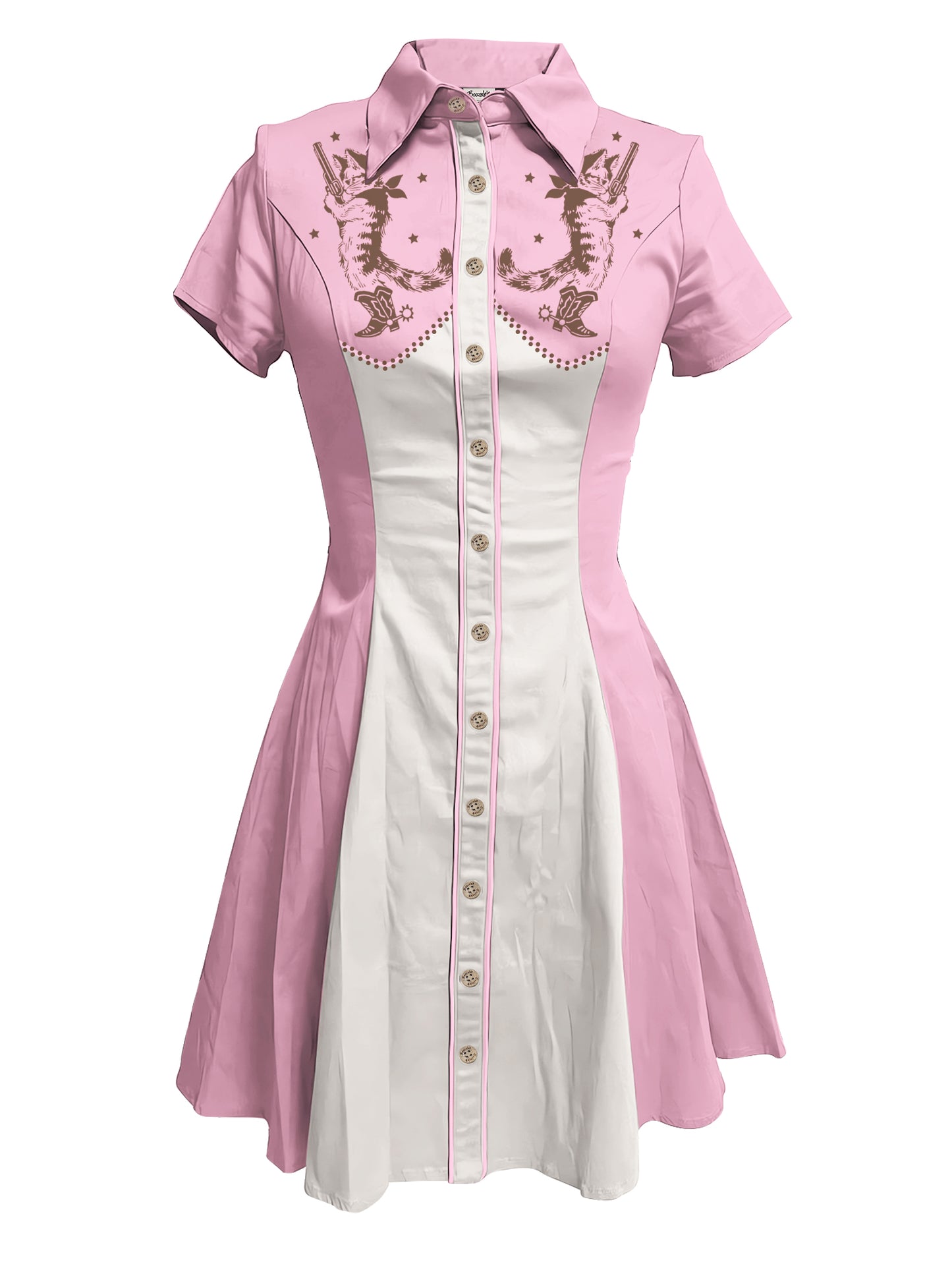 Western Cat - 100% Cotton Double Pocket Dress