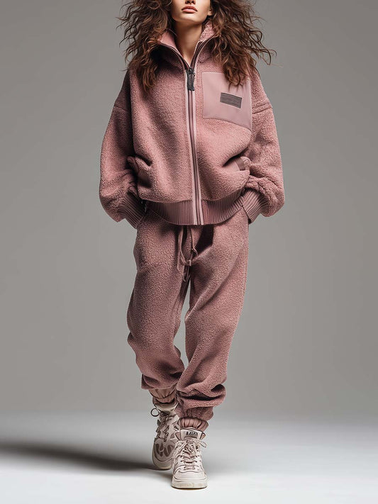 Oversized Lilac Teddy Wool-blend Tracksuit