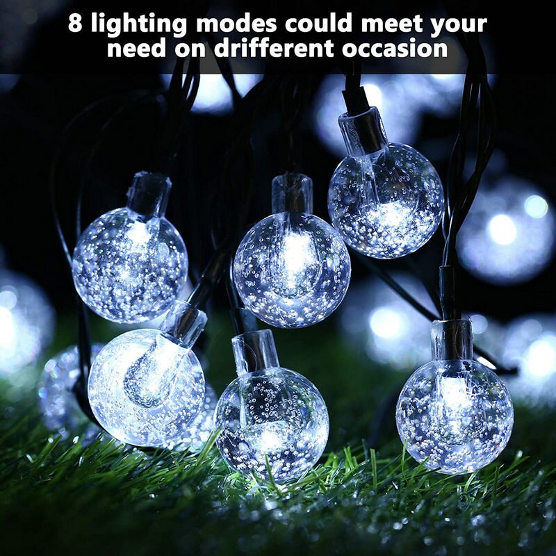 Crystal Balls Solar Lamp Waterproof LED Fairy Lights 8 Modes Outdoor Solar Power Light for Garden Yard Home Party Wedding Decor