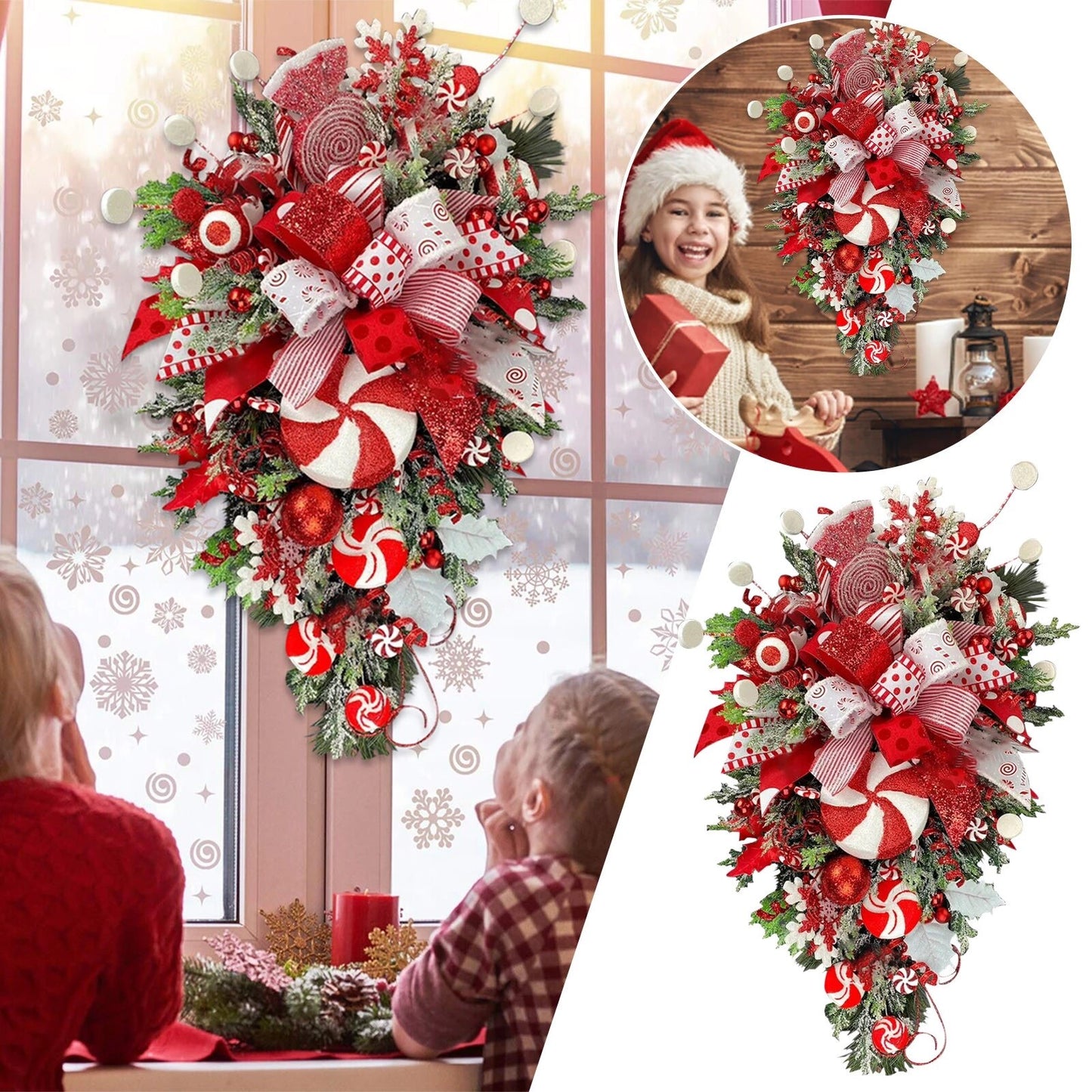 New Year's Christmas wreath candy upside down ornament front wall decoration Christmas tree wreath