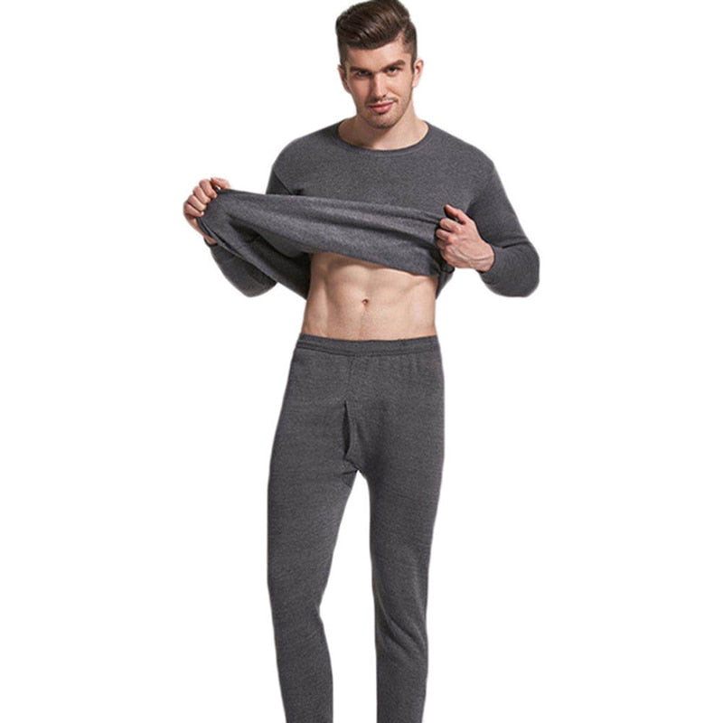 Men Seamless Elastic Warm Velvet Inner Wear Thermals Underwear Set