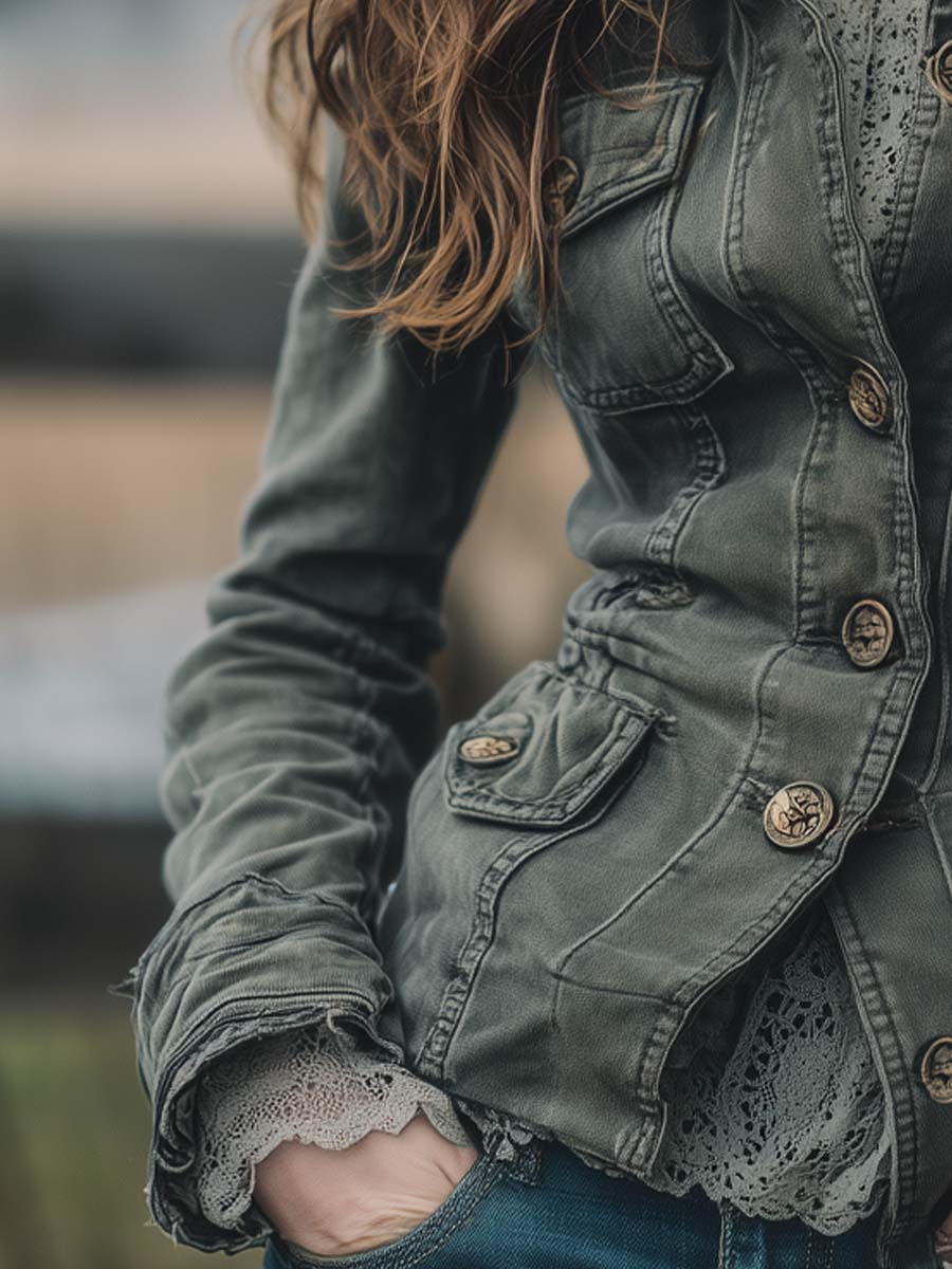 Vintage Washed Worker Button-Up Jacket