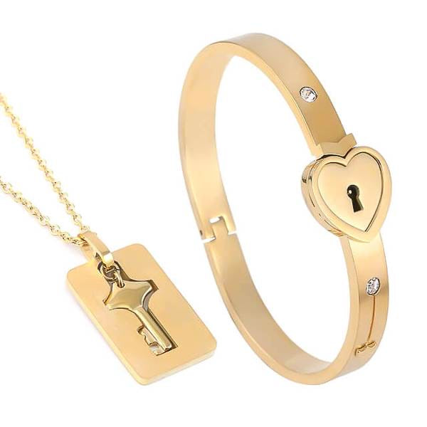 Heart Lock Bracelet Set