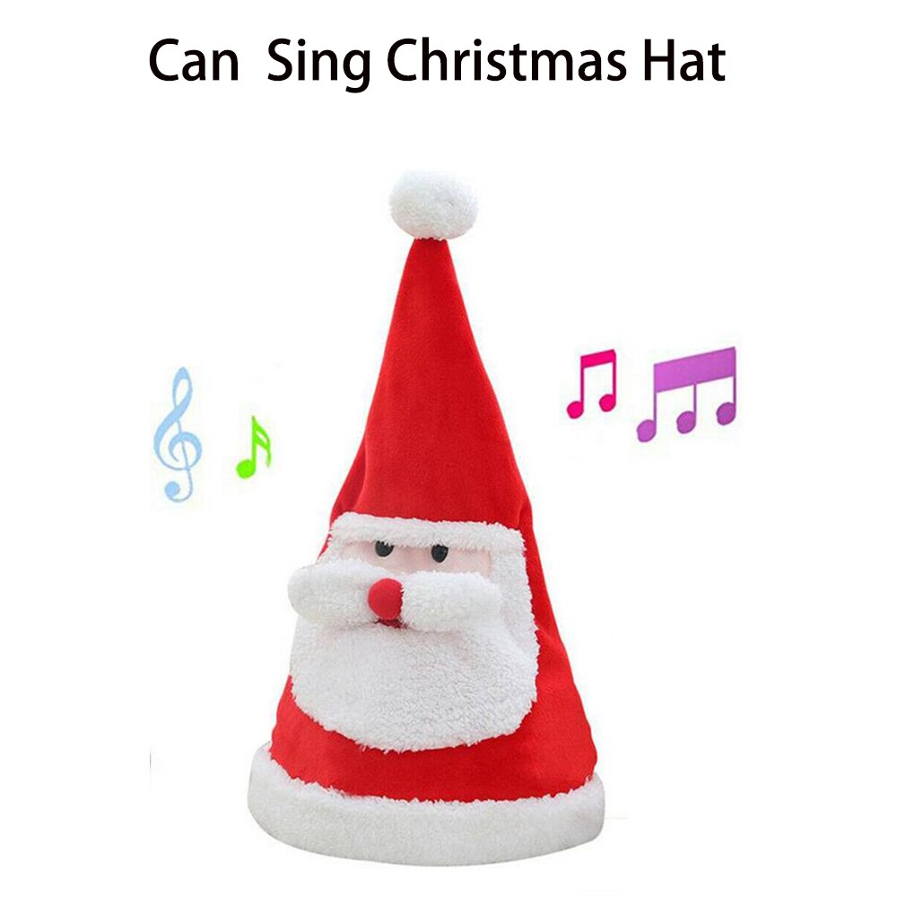 Can Dance Sing Santa Hat with LED Lights