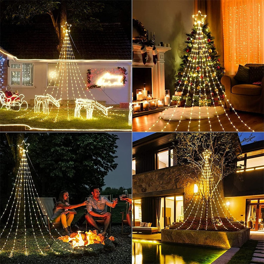 Christmas tree waterfall lights holiday decoration 🌲 Christmas decoration 💡