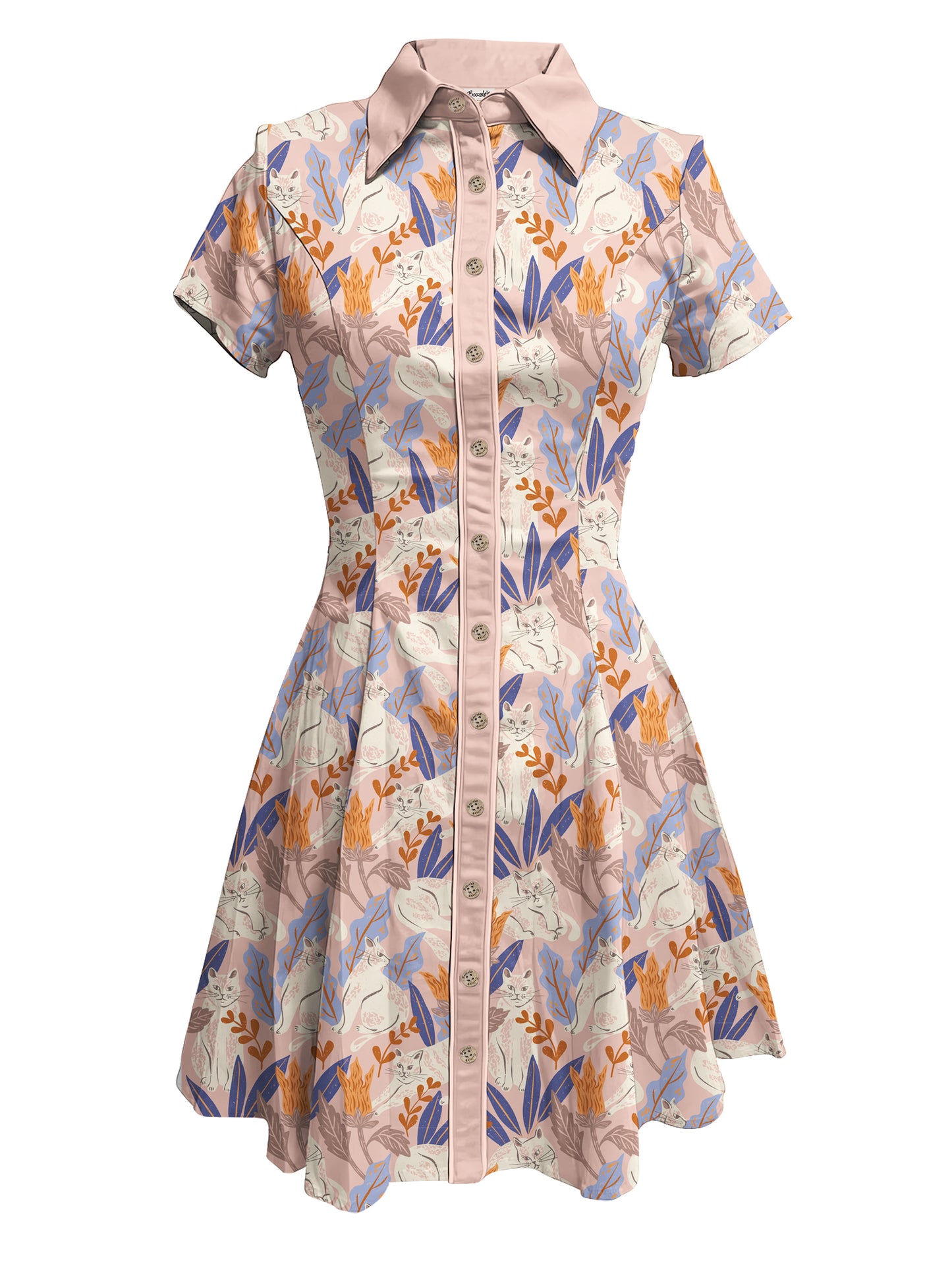 Retro Paws & Petals - 100% Cotton Dress